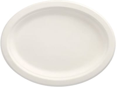 50 Borden van suikerriet pure ovaal 26 cm x 20 cm x 2 cm wit