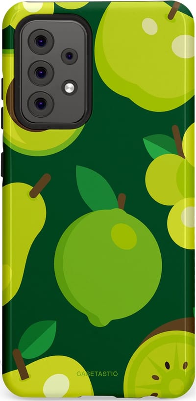 Casetastic Hoesje Geschikt voor Samsung A52 (4G/5G/s) - Stijlvolle Beschermende Duo-layer Case - Peren Appel Groen