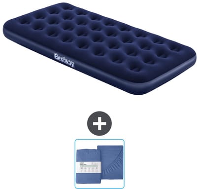 Bestway luchtbed - 1-Persoons - 99 x 188 x 22 cm - Blauw - Inclusief en Hoeslaken