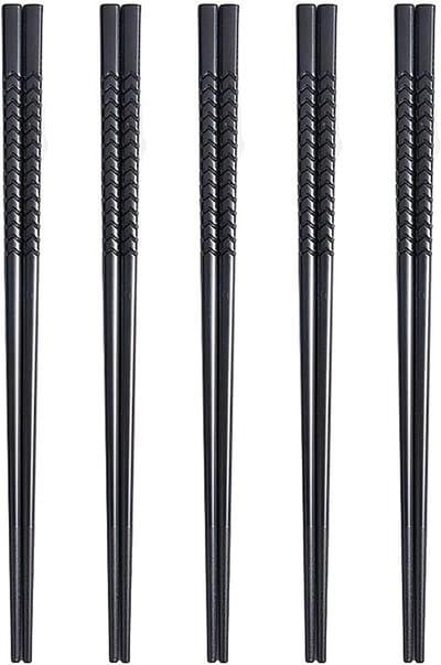 Herbruikbare Fiberglass Eetstokjes - Vaatwasmachinebestendige Eetstokjes met Golfpatroon, 9,5 Inch, Perfect voor Sushi en Aziatische Gerechten