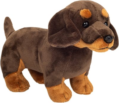 Hermann Teddy Knuffeldier hond Teckel - zachte pluche stof - premium kwaliteit knuffels - donkerbruin - 21 cm