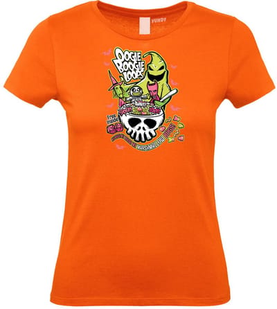 Dames t-shirt Oogie Boogie Loops | Halloween Kostuum Volwassenen | Halloween | Foute Party | Oranje dames | maat XS