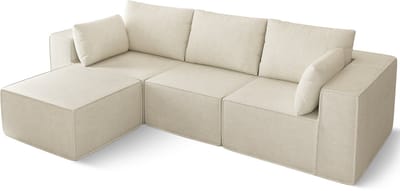 Fukstern Hoekbanken hooge Ergonomische Comfort - Multifunctioneel L-vormige moderne hoekbank - Modulair Ontwerp - wit