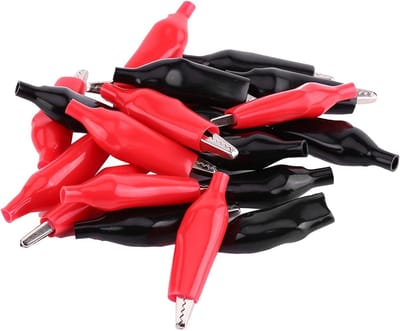 20 Stuks Metaal Krokodillenclips 28MM - Elektrische Klemmen voor Testprobes en Kabelgeleiding, Zwart en Rood, Duurzaam en Betrouwbaar