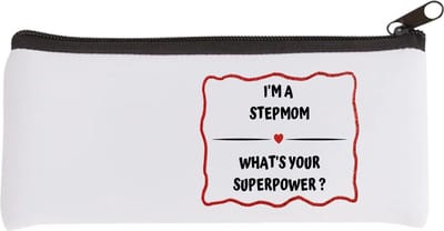 Akyol - i'm a stepmom what's your superpower? Etui - Mama - super stiefmoeder - moeder cadeautjes - moederdag - verjaardag - geschenk - kado - 20 bij 9 cm