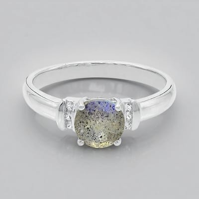 Cavill - Zilveren ring met 0,69 ct spectroliet en 0,042 ct witte topaas - 925 Sterling zilver - modern rondgeslepen uniek sieraad maat 17