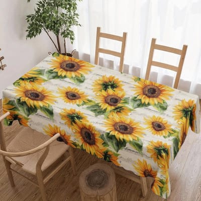 Zonnebloem Patroon Rechthoekige Tafelkleed voor Tafeldecoratie Keuken Eetkamer Waterdicht Herbruikbaar Tafelkleed voor Tafel Feestdag Feest 100x160cm