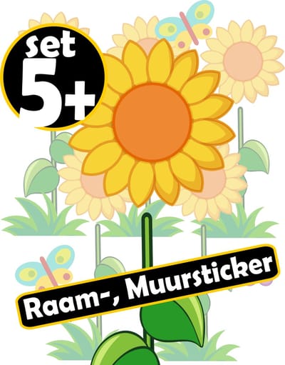 Jerma - Zonnebloemen - Raamstickers - Stickers - set 20 st. - Zelfklevend - Weerbestendig - Vinyl
