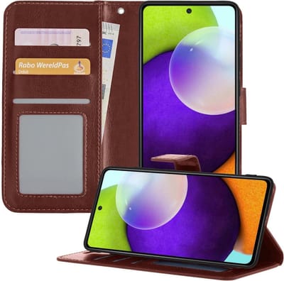 Hoesje - Geschikt voor Samsung Galaxy A52 5G - Luxe Bookcase - Walletcase Hoes - Portemonnee - Cover - Telefoonhoes - Bruin