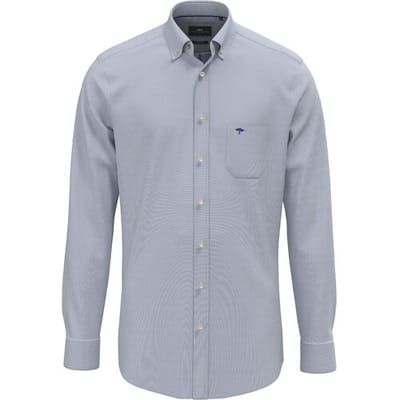 Fynch-Hatton Overhemd Washed Solid Color Oxford Button-Down Harbor Blue / male