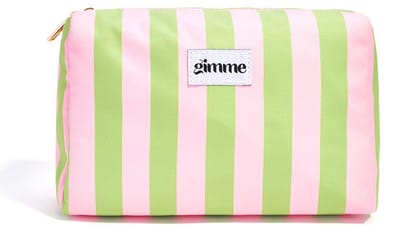 Etui en toilettasje Suzy - groen met roze - gestreept - make-uptasje strepen - etui - 25 x 15 x 10 cm