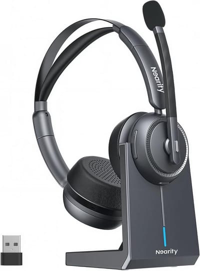 Draadloze headset met microfoon voor kantoor en thuis - Bluetooth headset met ruisonderdrukking en USB-aansluiting