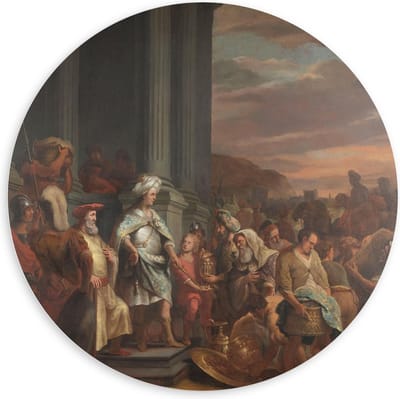KuijsFotoprint - Schilderij - Oude Meesters Cyrus Overhandigt Schat Uit Jeruzalem. Ferdinand Bol - Groen, Bruin En Rood - 100 X 100 Cm