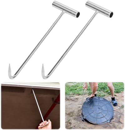 BRENZOOS- Duct Lid Lifter - 2 Lifting Hooks - Robuuste Hefhaak - Ergonomische Handgreep - Schokbestendig - Duurzaam - Hoogwaardige Staal - Dekselheffer