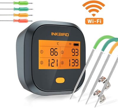 Inkbird IBBQ-4T – WiFi BBQ Thermometer met 4 Probes – Draadloze Digitale Vleesthermometer met App – Voor Barbecue, Grill, Oven en Keuken