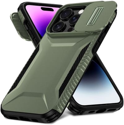 Hoesje Geschikt voor iPhone 14 Pro Max | Back Cover met Camera Slider | Schokbestendige Case | Camera Cover | Stevig | Groen