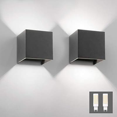 Moderne LED Wandlampen Set van 2 voor Binnen en Buiten - Donkergrijs, Koud Wit 6000K
