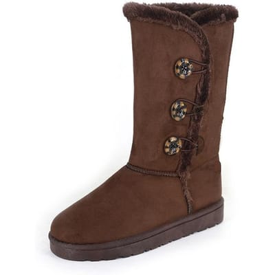 Bottes d'hiver femmes chaussures femme en cuir fourrure bouton genou cuisse haute longue australie chaussures de neige femmes bottes grande taille noir rouge 39 brun foncé