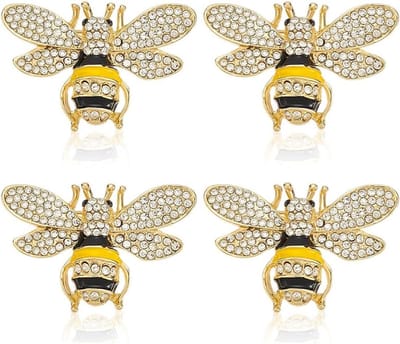 Cosensi - Set van 4 schattige honingbijen broches van legering met glas - Dierthema revers broche set - Modesieraden met strass - Nieuwigheidspinnen voor pakken