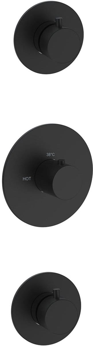 Wiesbaden Dreams afbouwdeel thermostatische douchekraan met 2 stopkranen mat zwart