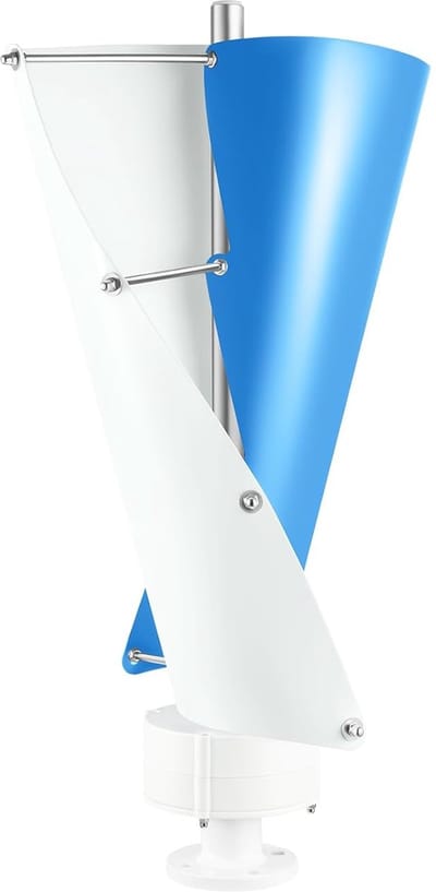 Verticale Windturbine - Windgenerator Energie - Off-Grid Stroom - Automatische Rem - 40x71cm - Wit Blauw