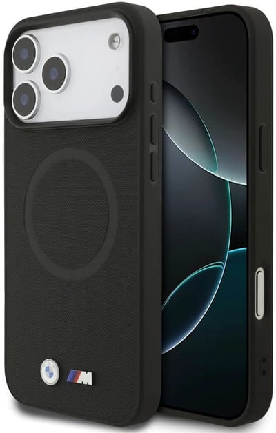 BMW Back Cover - iPhone 17 Pro Max - Zwart - MagSafe - Full Wrapped Leather Case