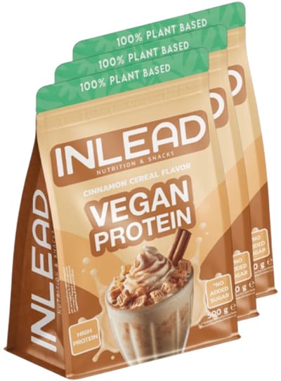 Inlead | Vegan Protein | Cinnamon Cereal | 3 stuks | 3 x 500g