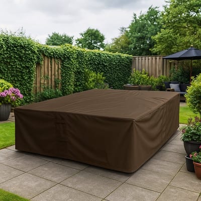 Tuinsethoes rechthoekig 600D Luxe Donker Bruin - 165 x 135 x 85