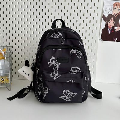 Japanse Ins Stijl Vlinder Rugzak voor Vrouwen Middelbare School Meisjes Schooltas Grote Capaciteit Reis Lichtgewicht Rugzak Single pack gray