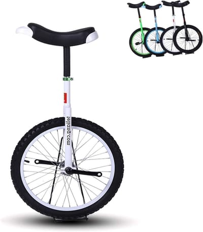 Eenwieler met wielen - Balansfiets - Balans verbeteren - Antislip pedalen - 18 inch wiel - Wit