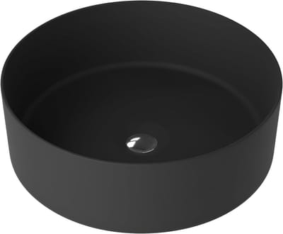 Opzetwastafel Rond - Keramische Wastafel - Badkamer Inrichting - Speciale Coating - 37x37x12 cm - Zwart Mat