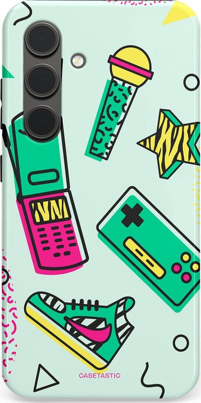 Casetastic Hoesje Geschikt voor Samsung S24 - Stijlvolle Beschermende Duo-layer Case - Retro 80s sneaker