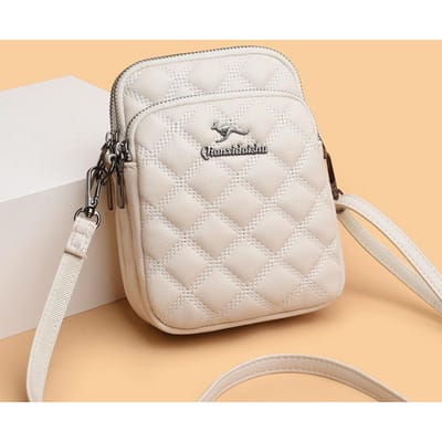 Nieuwe Veelzijdige Mobiele Telefoontas voor Dames met Grote Capaciteit Crossbody Schouder Moedertas Modieuze Diamant Geborduurde Draadtas white