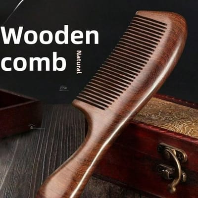 Peigne en bois Dents fines Peigne de massage Peigne à cheveux Brosse à cheveux en bois acajou