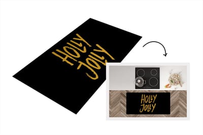 Keukenloper - Loper keuken - Holly jolly - Quotes - Kerst - Goud - Spreuken - 120x60 cm - Keukenloper vinyl