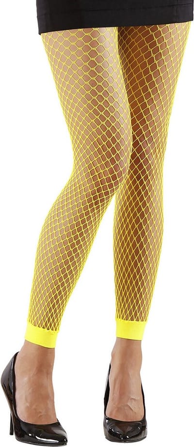 Leggings Bas résille Jaune Néon Disco beige