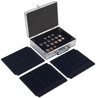 Aluminium Munten Koffer met 6 Compartimenten en Ingebouwd Slot - Ideaal voor Muntenverzameling