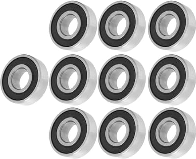 6202-RS Lager - Zwart Rubber Geleverd Stalen Diepe Groef Bal Lager - Miniatuur voor Skateboards - Roller Skates & Long Boards - 15mm - 10 Stuks