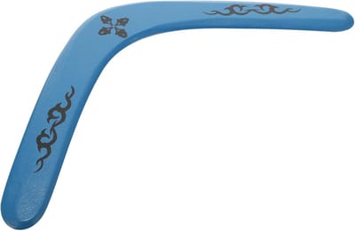 Houten Boemerang Speelgoed - Vliegend Outdoor - Buiten Spelen - Eenvoudig Vangen - 36x14cm - Blauw