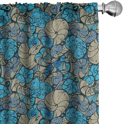 ABAKUHAUS Schelpen Gordijnen – 2x75x175 cm – Microvezel donkerblauw