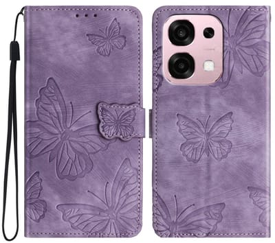 Coverup Hoesje - Geschikt voor OPPO A6 Pro 5G Hoesje - Coverup Vlinders Book Case - Paars