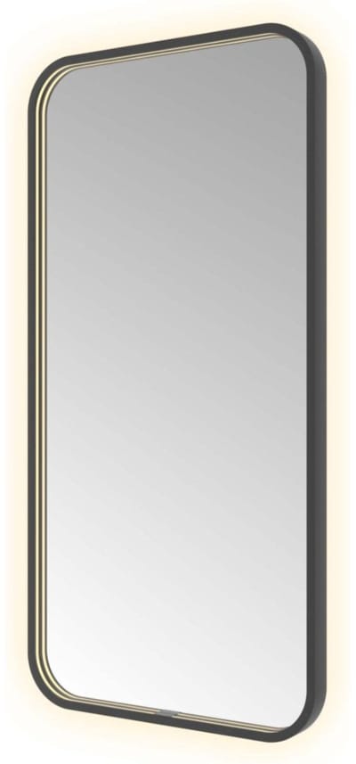 Hotbath &More SSQ510 Soft Square spiegel 50x100cm met verlichting, spiegelverwarming, kleurwissel, dimbaar en afstandsbediening geborsteld zwart PVD