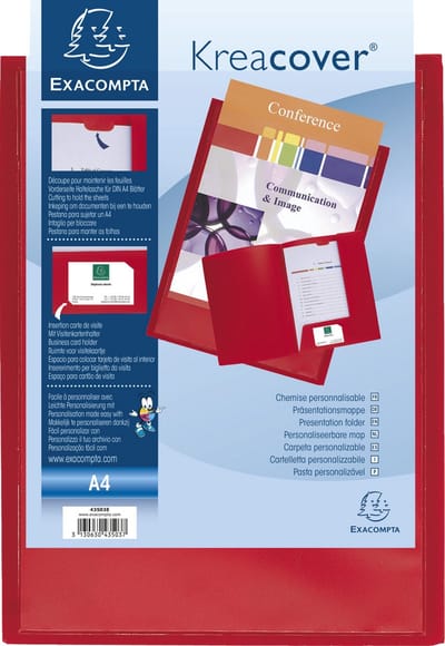 Exacompta 30x Kreacover®Personaliseerbare Presentatiemap - soepele PP - A4 - Rood - 43503E