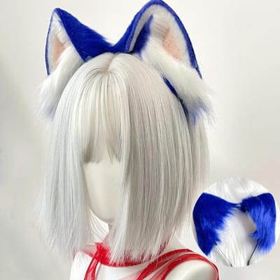Anime Egel Cosplay Hoofdband Blauwe Hondenoortjes Hoofddeksel Pluche Lolita Hoofdtooi Halloween Harig Handgemaakt Cosplay Accessoires gray