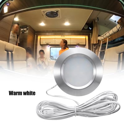 Plafonnier encastré 12LED pour camping-car et bateau, 12V, forme ronde, Ultra-mince, intérieur de camping-car blanc chaud