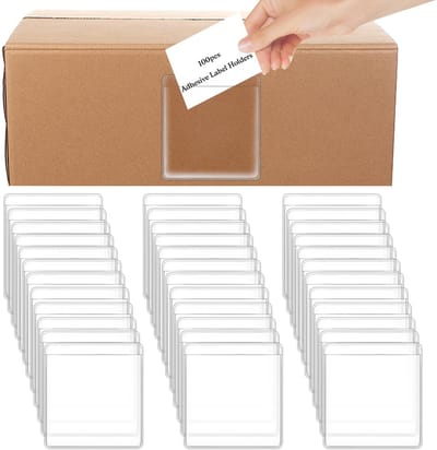 Dailygoods- Labelhouders 100 stuks - Zelfklevend - Doorzichtig - Indexkaartlabels - Bureaus/notebooks - Goede hechting - 5,5 x 5 cm - Indexkaartjes