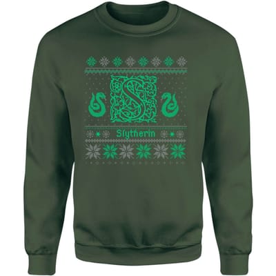 Harry Potter Slytherin Christmas Christmas Jumper - Green - XL