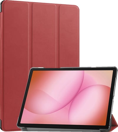 Hoes - Geschikt voor Samsung Galaxy Tab A11 Plus - Dun & Stevig - Trifold Bookcase - Hard Cover - Hardcover Book Case - Tablet Hoesje - Donkerrood