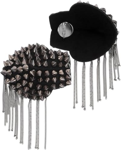 Punk Stijl Epauletten met Keten voor Jas en Kostuum - 1 Paar Oude Zilveren Nieten en Franje, Duurzaam en Veelzijdig Accessoire voor Mannen en Vrouwen