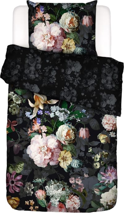 Essenza Fleur Festive Dekbedovertrek Blooming Black - Eenpersoons – 140x200/220 cm